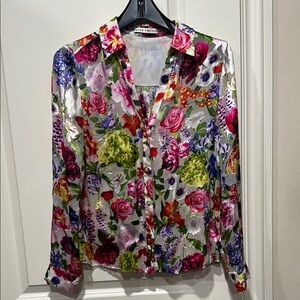 Alice + Olivia Multicolor Floral Button-Down Shirt